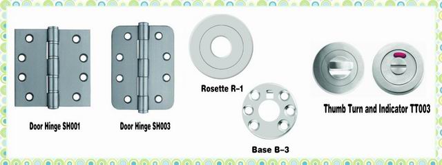 Door hinge + Rosette + Thumb turn+Base