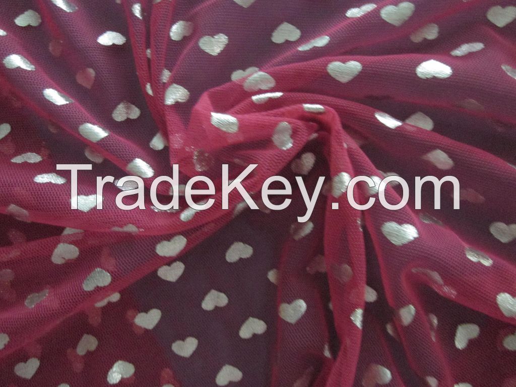 polyester hexagon mesh metallic fabric for wedding dress and package