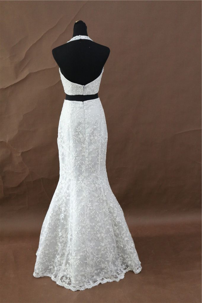 white evening dress with beaded 