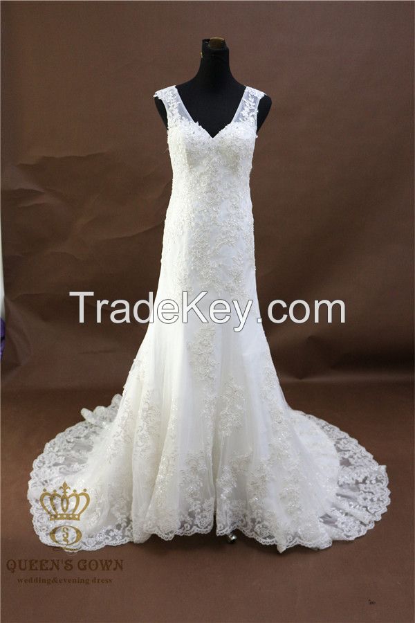 Handmade lace bride wedding dress High Quality Cheap Price wedding dresses Sister Dress