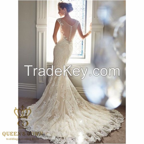 Handmade lace bride wedding dress High Quality Cheap Price wedding dresses Sister Dress