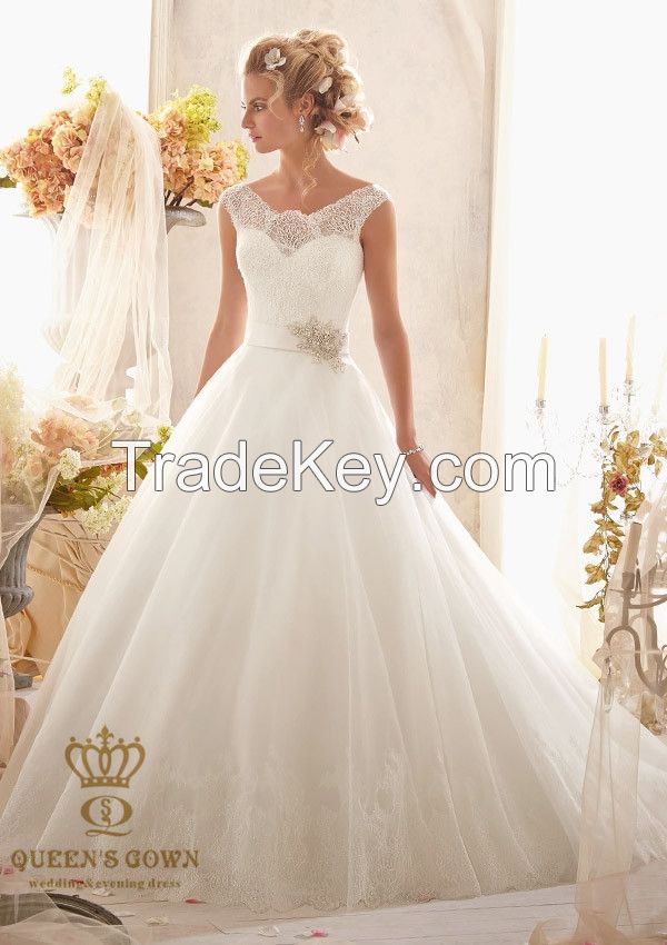 Handmade beading bride wedding dress