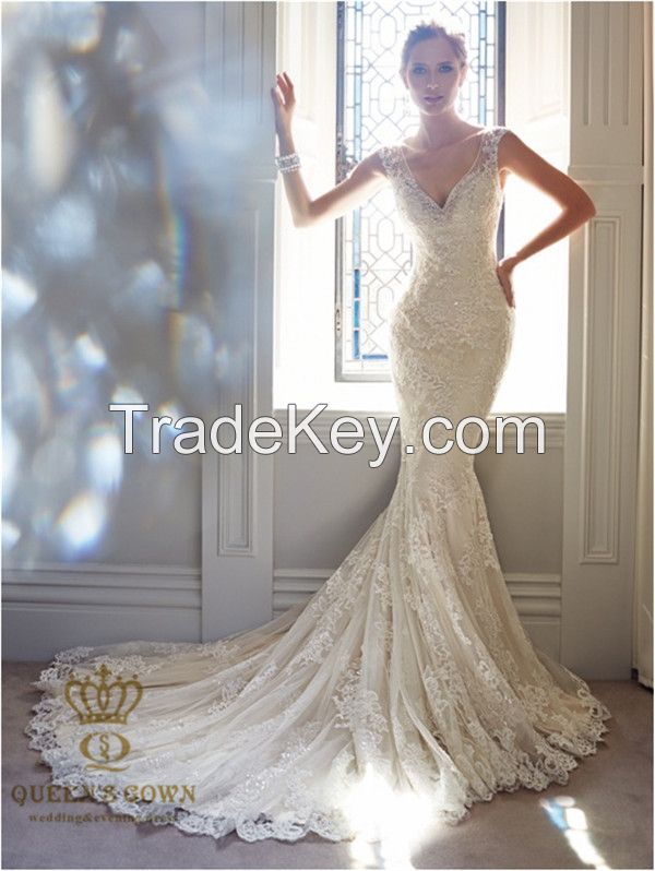 Handmade lace bride wedding dress High Quality Cheap Price wedding dresses Sister Dress