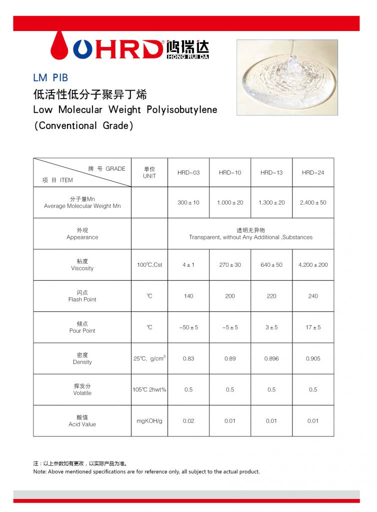 Low Molecular Weight Polyisobutylene