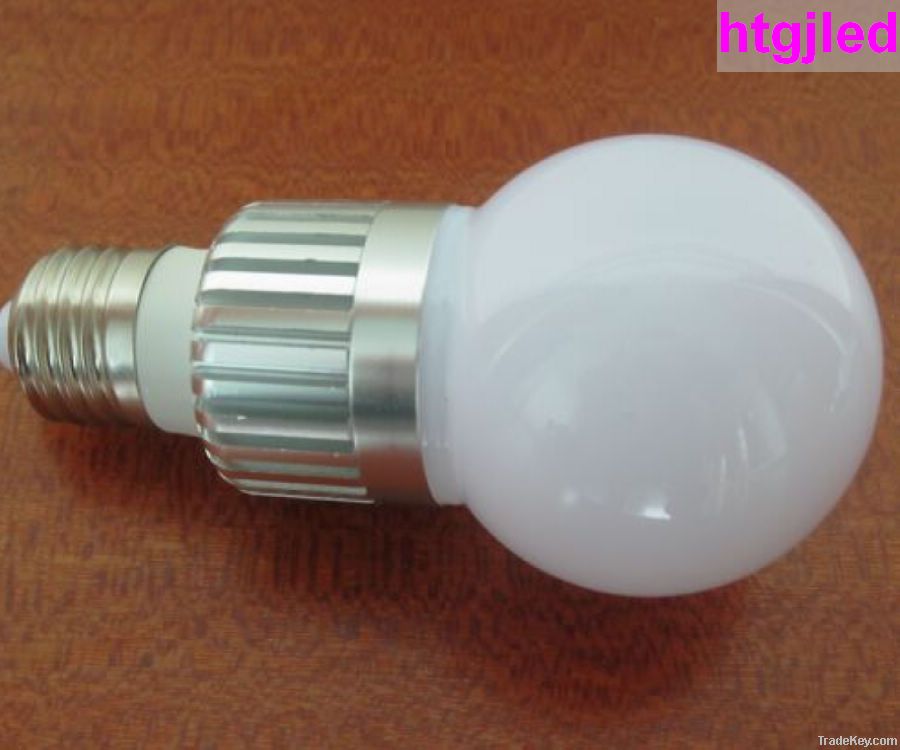 3W Led bulb, 85-265Vac, E27 base, Aluminium housing , 3*1W high power LED