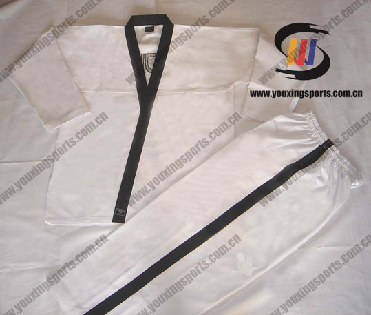 white ribbed karate  uniform k002 A