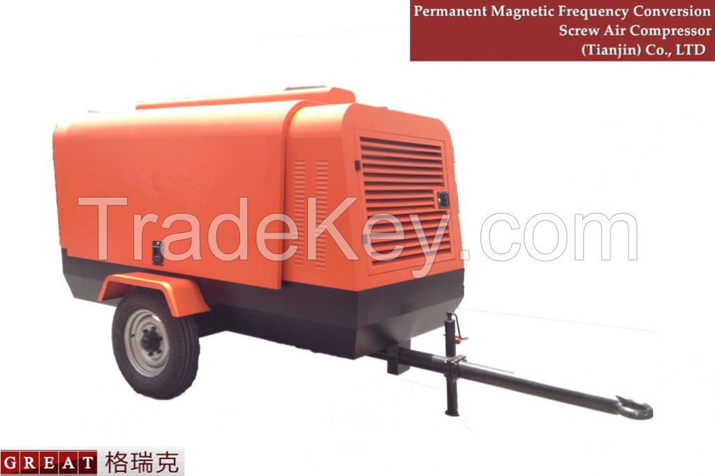 Diesel engine portable screw air compressor