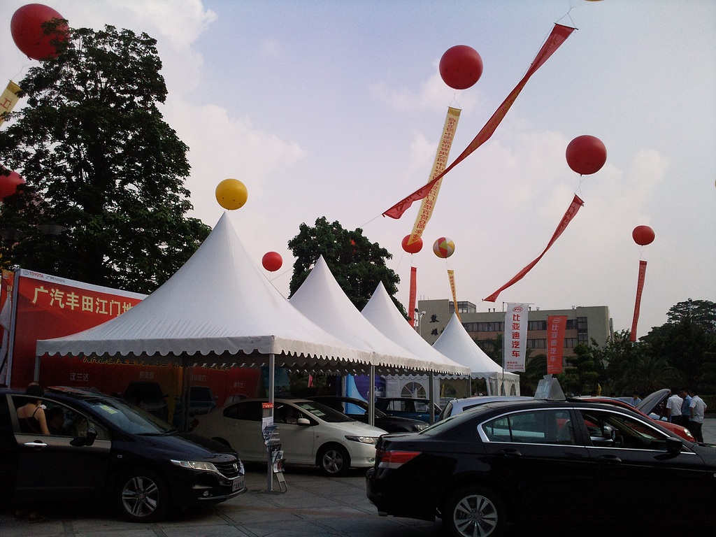 Pagoda tent with aluminium profile and PVC polyster textile, 3x3m, 4x4