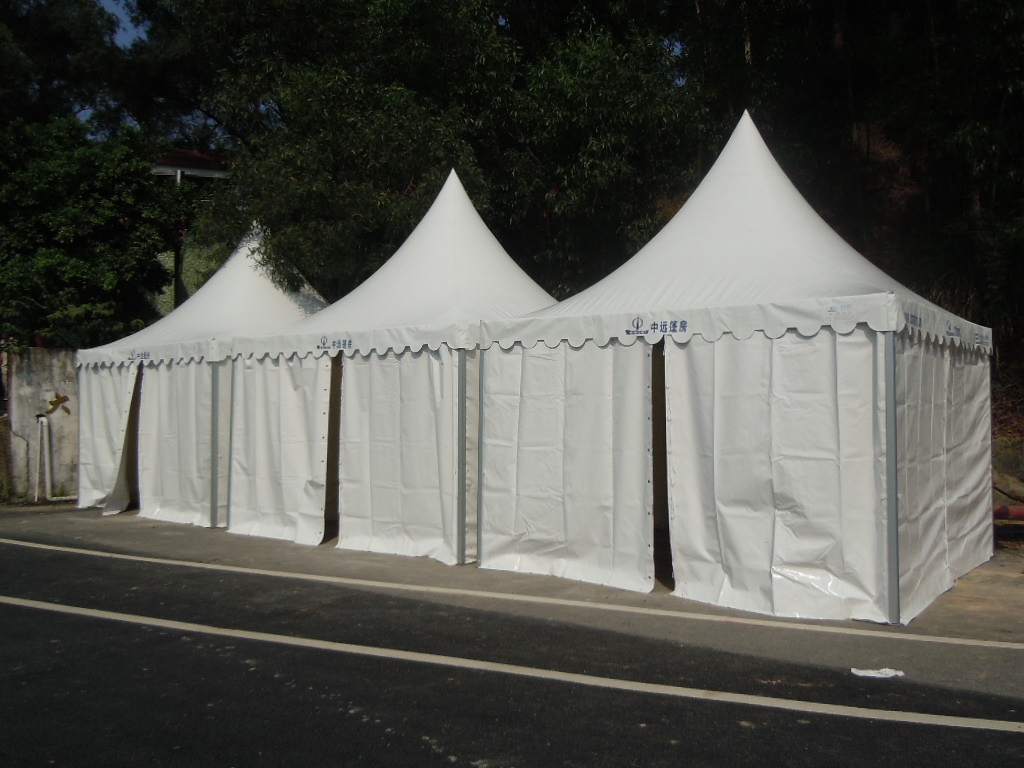 Pagoda tent with aluminium profile and PVC polyster textile, 3x3m, 4x4