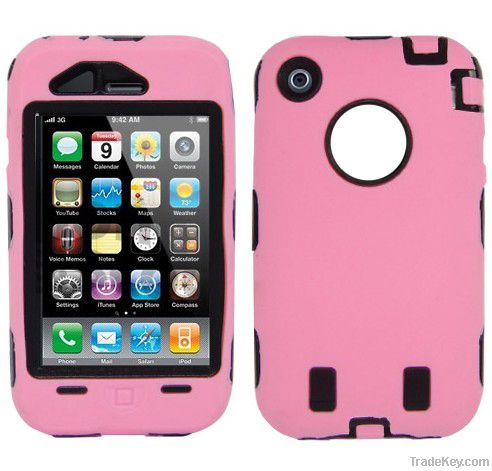 Pink Armor Combo Case For iPhone 3G PC+Silicone