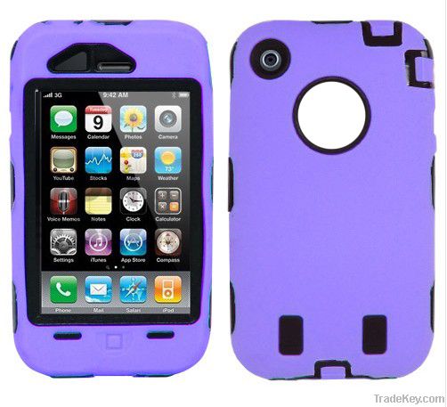 purple robot  Combo Case For iPhone 3G PC+Silicone