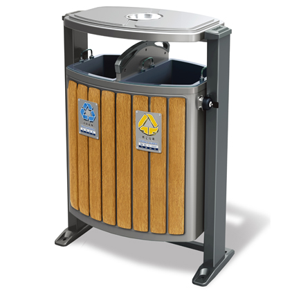 Outdoor stainless and recycling garbage bin