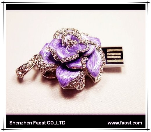 rose jewelry diamond usb flash drives necklace