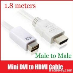1.8m Mini DVI Male to HDMI Male Extension Cable Adapter Converter