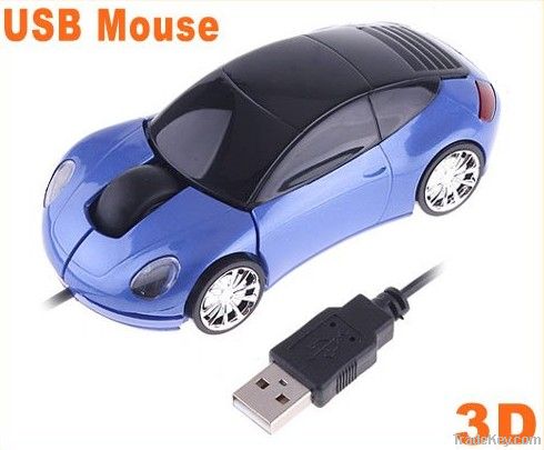 Blue Car Shape USB 3D Optical Mouse for PC / Laptop