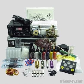 Complete Tattoo Kit 2 Machine Gun color Inks Power supply needles set