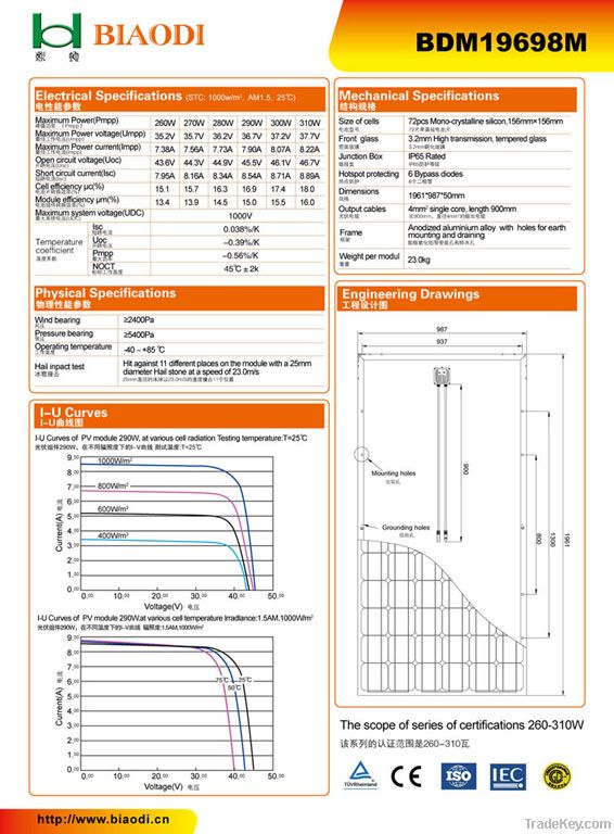 PV module(BDM19698m), PV Panel, Solar Module, Solar Panel