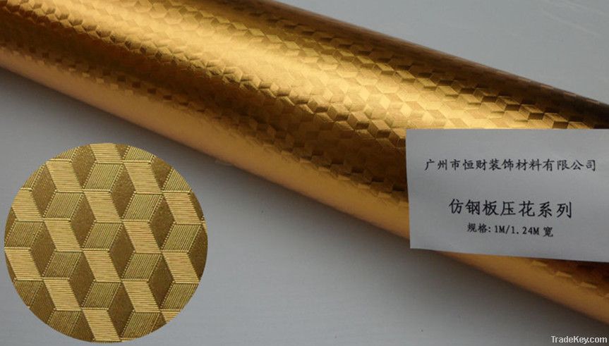 Metallic color embossed PVC laminated film