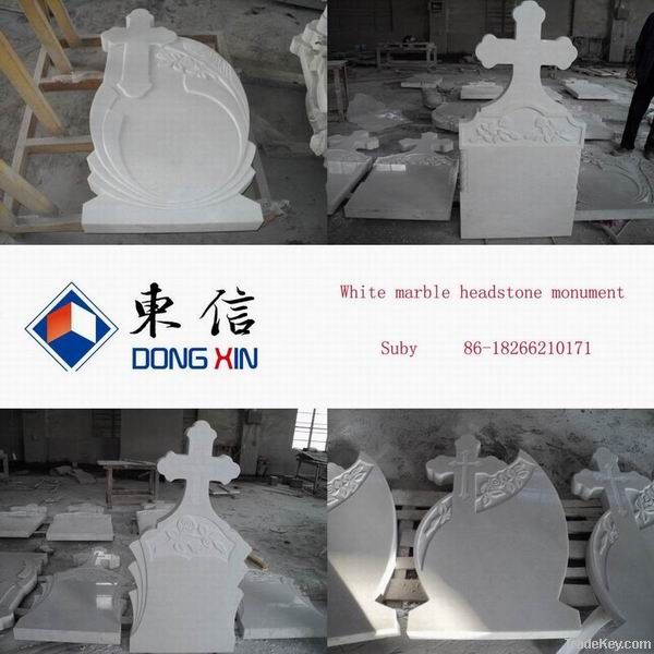 White marble memorial headstone tombstone