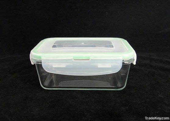 450ML/1000ML/1900ML Rectangular glass food container with PP lid