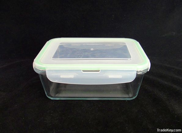 450ML/1000ML/1900ML Rectangular glass food container with PP lid