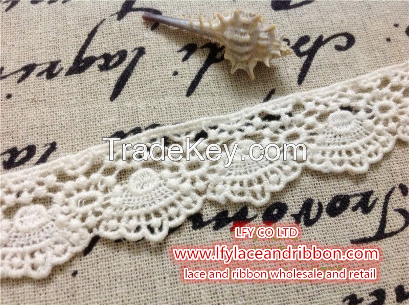 2.5 cm off white cotton lace fabric guipure lace wholesale and retail