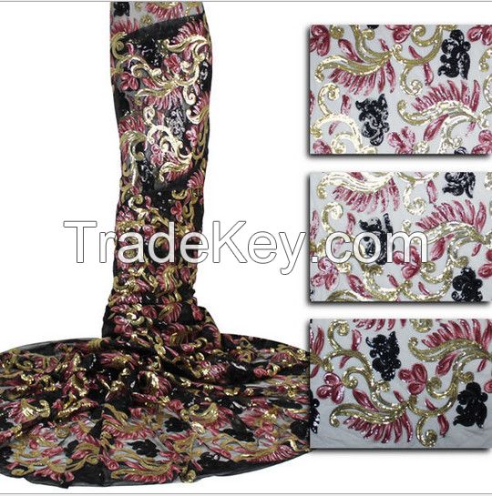 Mesh embroidered Tull French lace fabric wholesale 