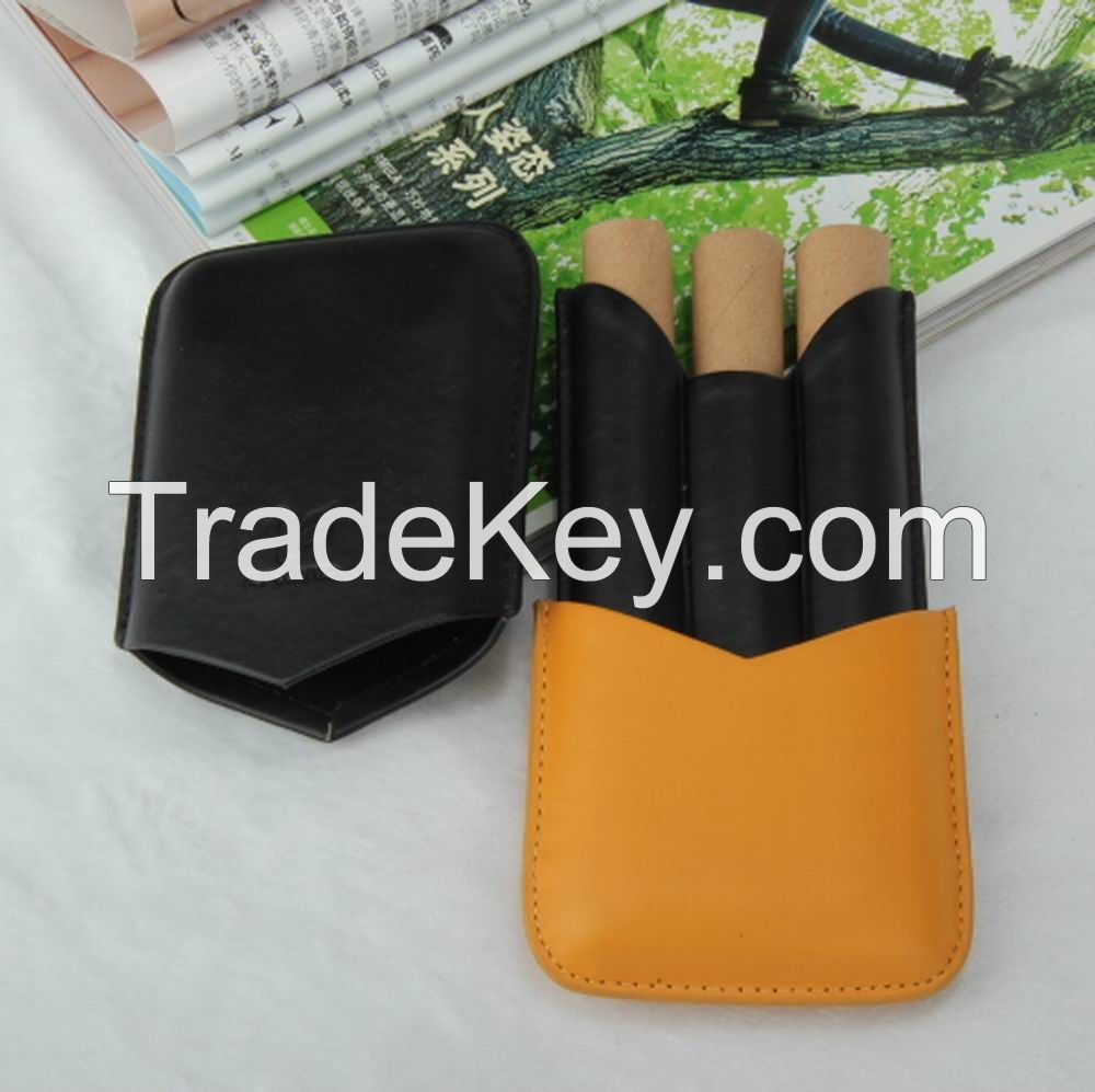 customized cigar case with cow leather or PU