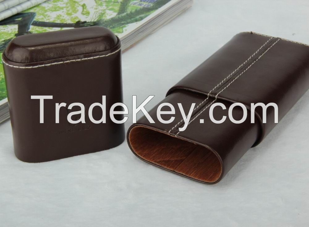 customized cigar case with cow leather or PU