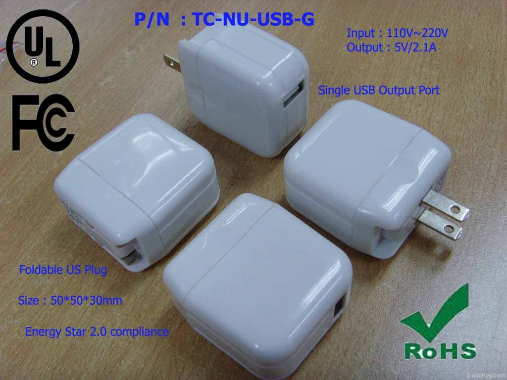 2.1A Foldable Plug manual phone charger