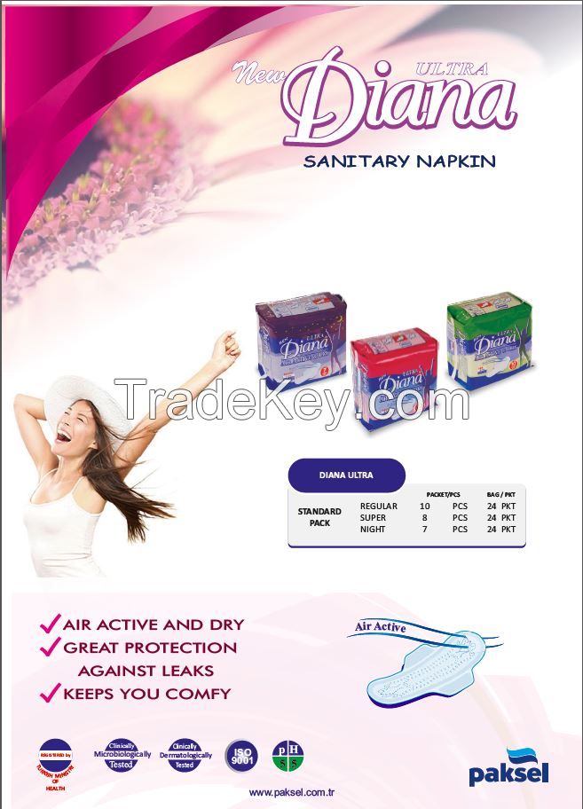 Air Active And Dry Sanitary Napkins - DIANA SANITARY NAPKIN