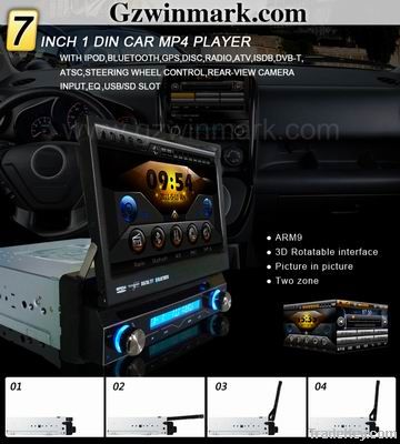 in-dash 1 Din 7 inch Car DVD player with GPS, DVD, digital TV, etc