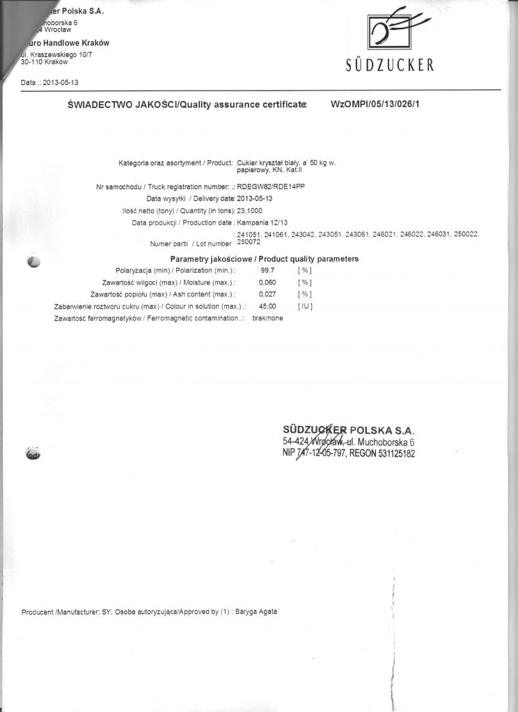 Eu Origin Beet Sugar Exw