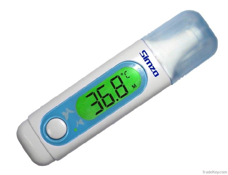 Ear thermometer with diagnostic LED and large back-lit display