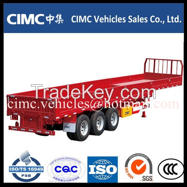 40ft three axle flat bed semi trailer with three sidewall