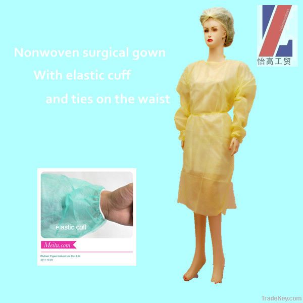 Disposable surgical gown with plastic coating