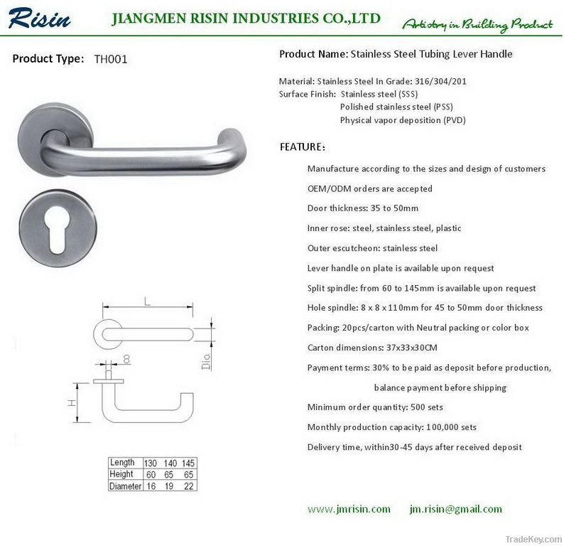 Stainless steel door handle