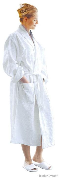 White Cotton Waffle Bathrobe