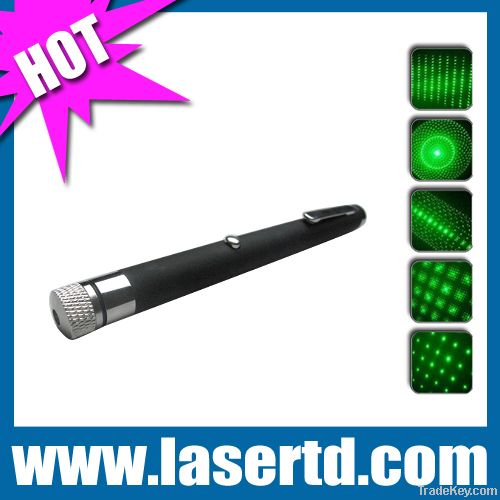 200mw 532nm green laser pointer with 5 changeable heads TD-GP-17