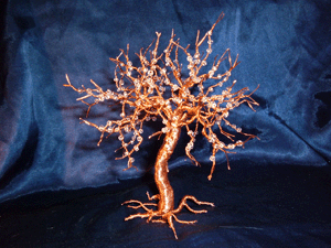 Beaded wire tree sculptures