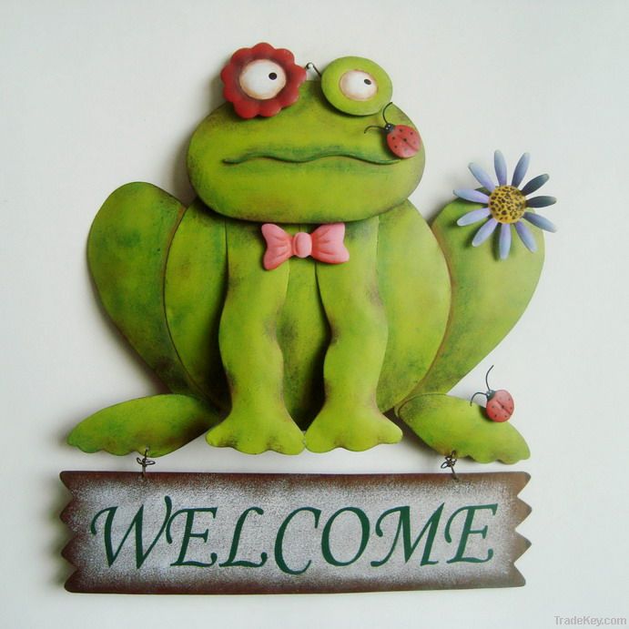 Frog welcome sign