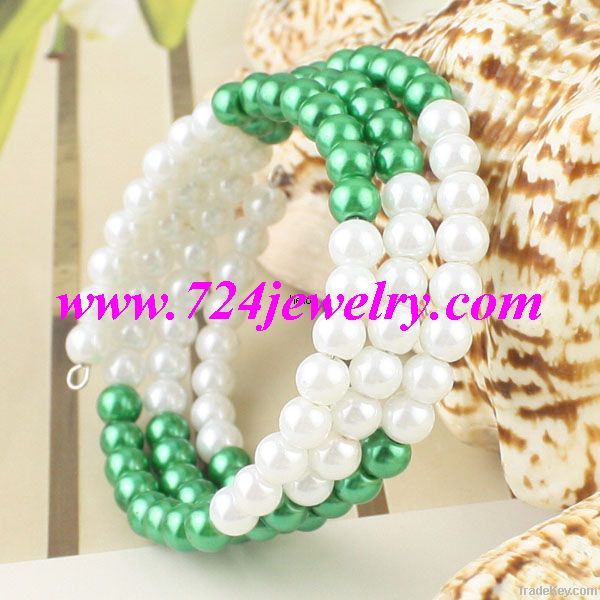 Wholesale Imitation Pearl Jewelry Beaded Bracelet, 100 Pcs/Lot
