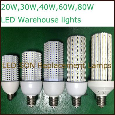 20W 30W 40W 60W 80W LED warehouse lamps,E39 E40 base types,3528 SMD LEDs,daylight,cool white and warm white.