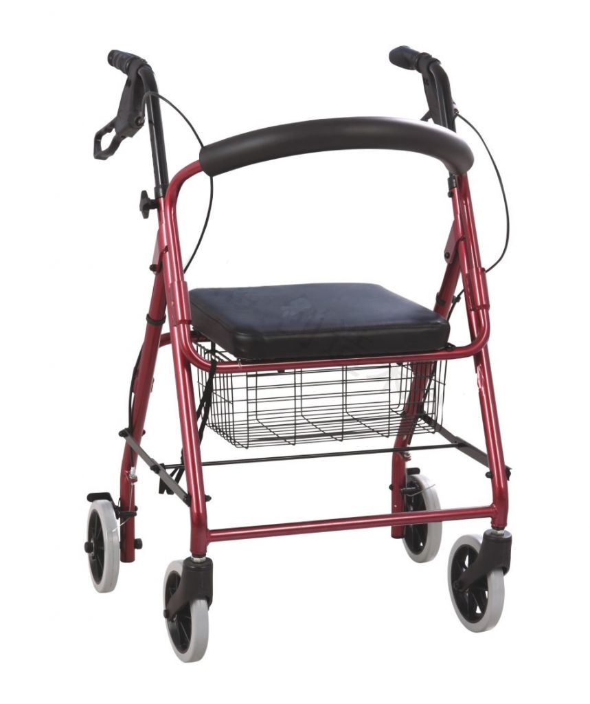 Aluminum Walker with Soft Seat, Press Down Brake, Optional Shopping Bag