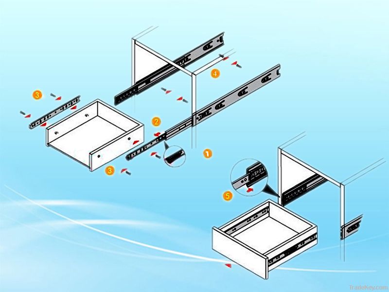 three fold soft closing drawer slides