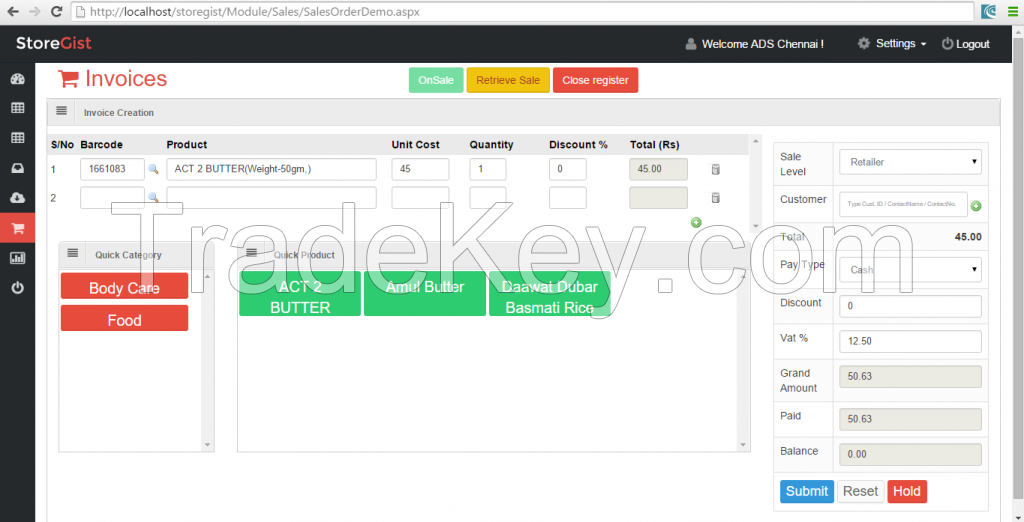 Web based Point Of Sale 