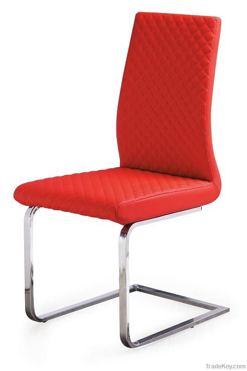 Leather Dining Chair With Chromed Base