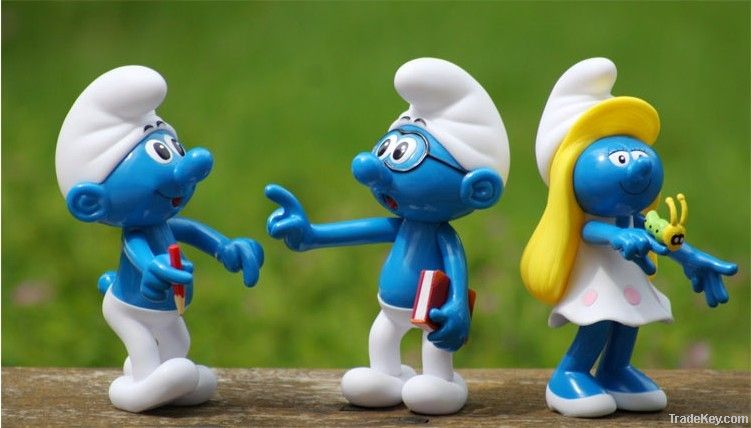 Green nontoxic plastic/rubber lovely cartoon SMURFS toy suit