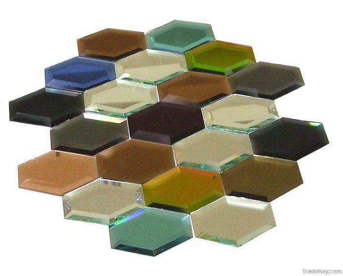 Hexagonal glass mirror mosaic