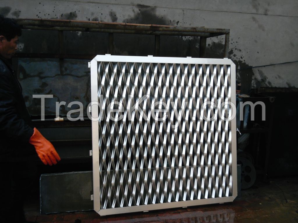 Exterior facade panel expanded metal facade